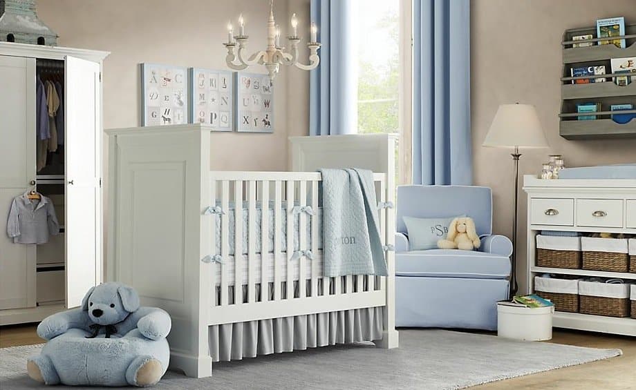 White blue baby boys room