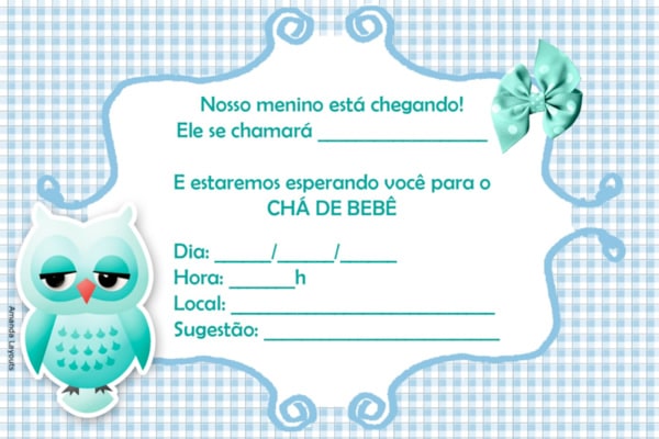 convite cha bebe modelo