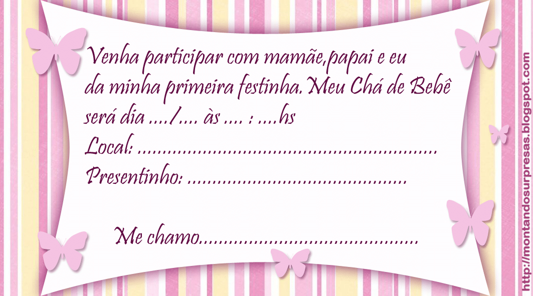 convite cha de bebe delicad