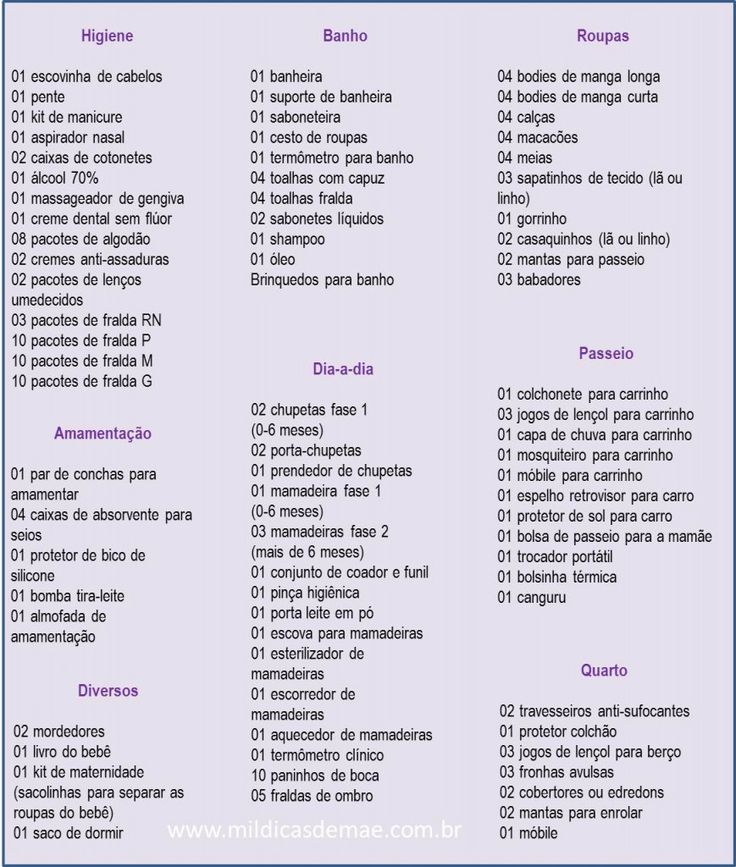 lista completa cha bebe 1
