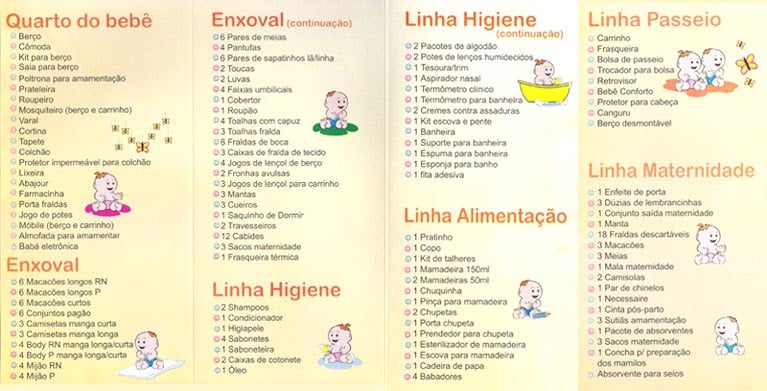 lista completa cha bebe 2